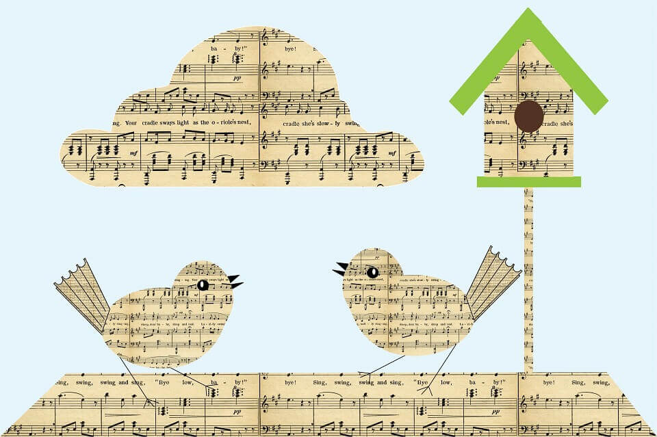 Birds made from musical notes