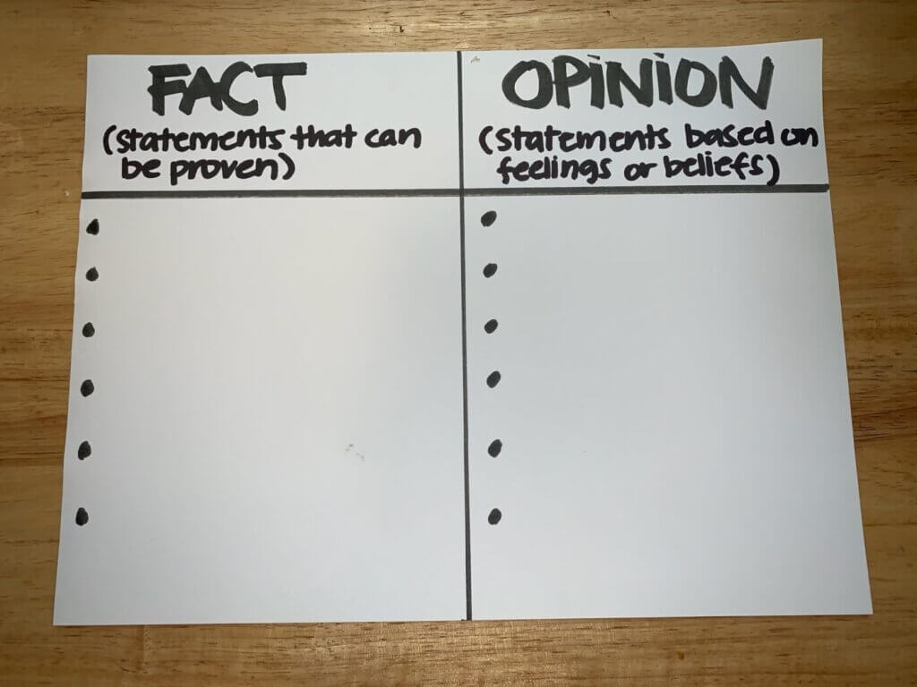 Fact vs Opinion Anchor Chart