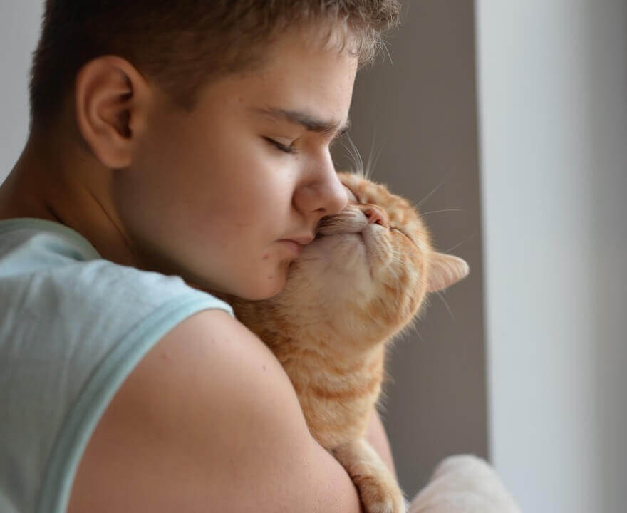 Child and companion cat