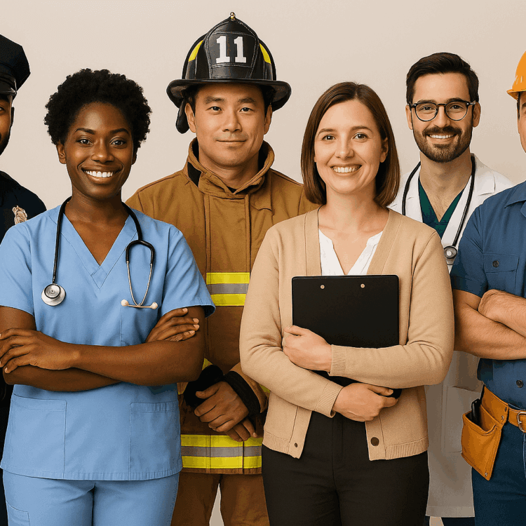 Community helpers, police, nurse, firefighter, teacher, doctor, and electrician