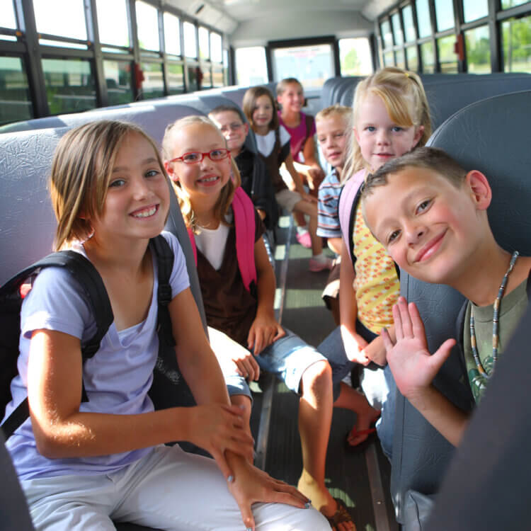 Children inside school bus