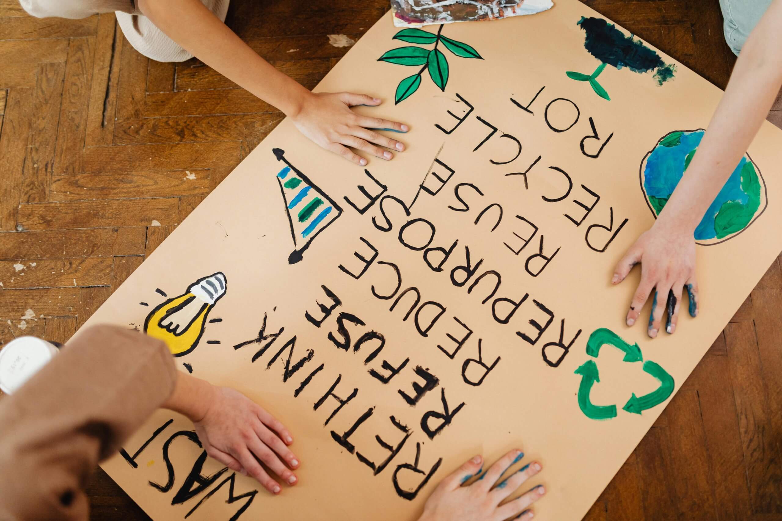 People Hands on Project Paper Earth Day Poster