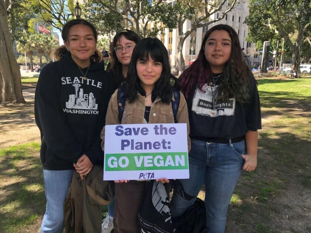 Students gather outside of city hall to protest city officials inaction to climate change