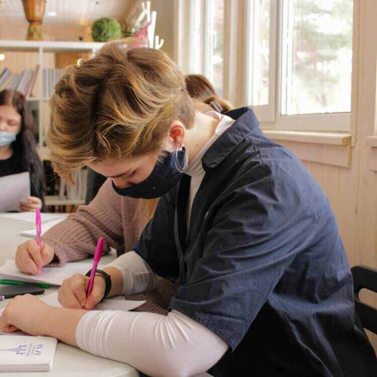 Teens doing schoolwork