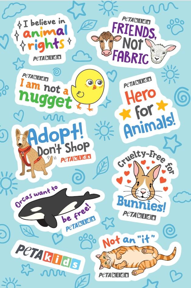 PETA kids sticker sheet