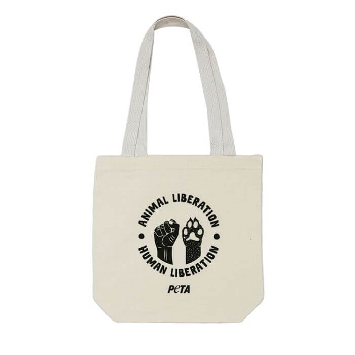 Tote bag with "Animal Liberation / Human Liberation"