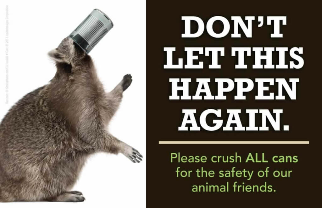 PETA ad asking people to crush cans so as not to harm wildlife