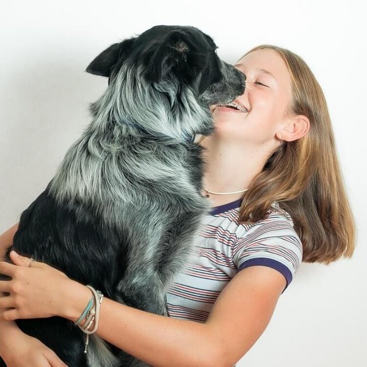Young girl with dog