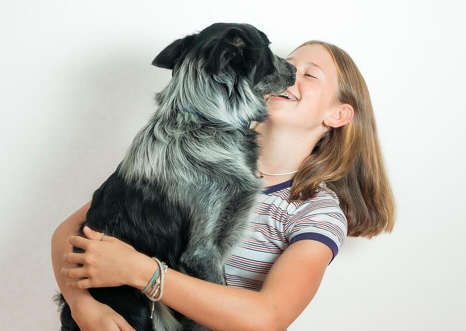 Young girl with dog