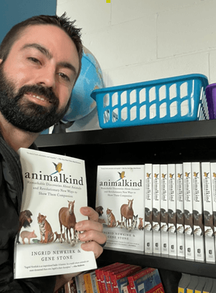 A-list teacher, Mike Tori, with Animalkind book Permission to use by Mike Tori